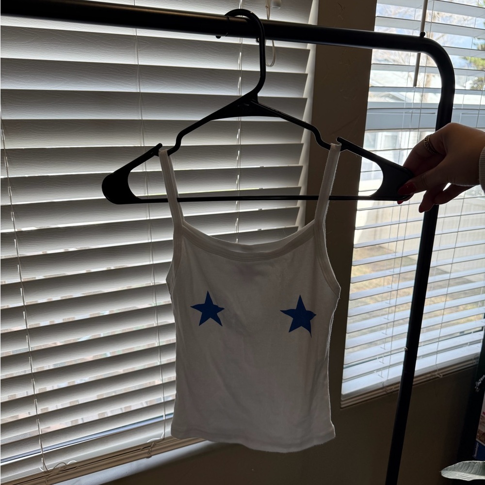 White Tank Top with Blue Stars